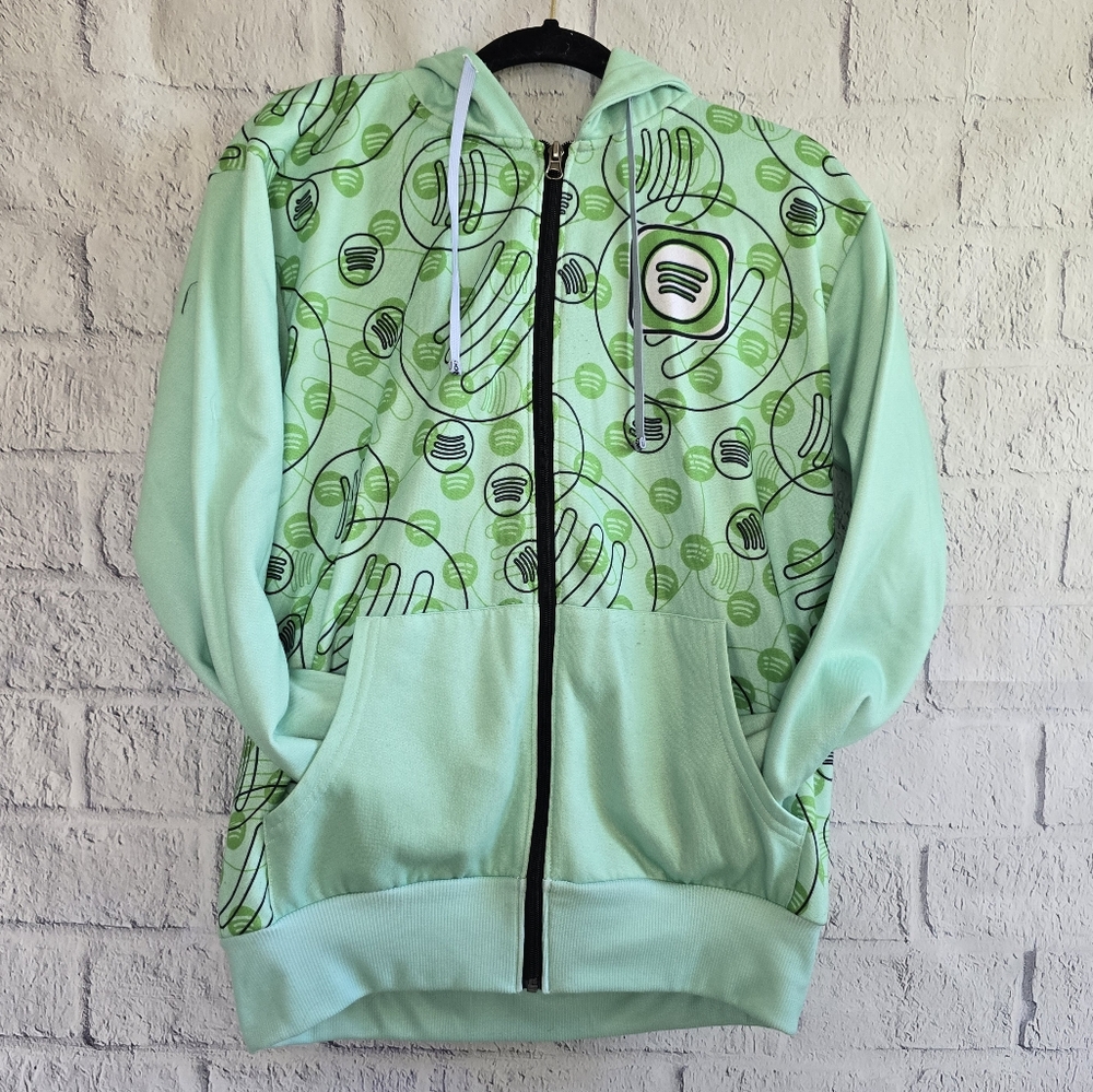 Green Spotify Logo Full Zip Hoodie Size Small